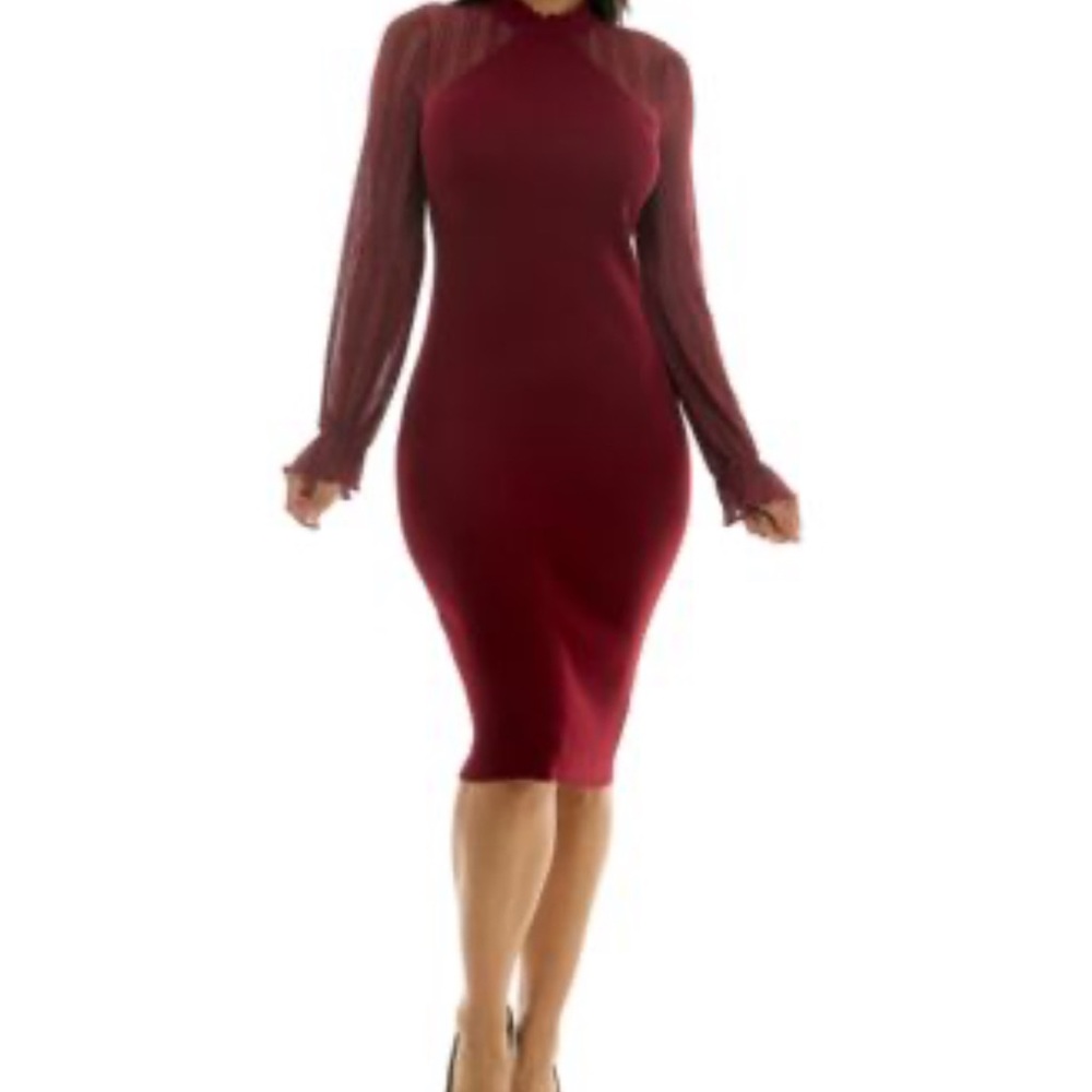 Dylan Ryan Juniors' Metallic-Stripe Illusion-Yoke Midi Dress